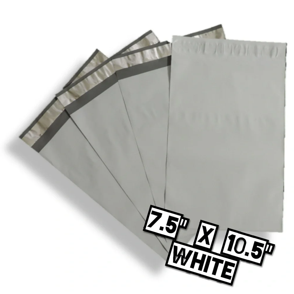 100 White Poly Mailers 7.5x10.5